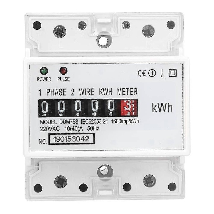Електрически брояч, 4P, монтаж на DIN шина, 10-40A, LED дисплей, еднопосочно измерване