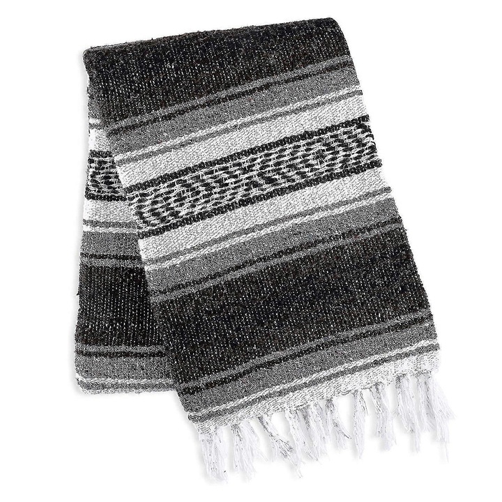 Patura artizanala mexicana tesuta manual, 150x200cm, din bumbac, multicolor