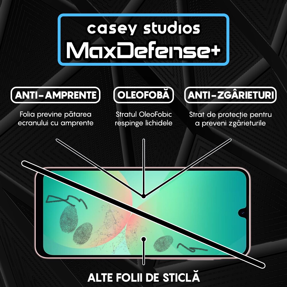 Folie Sticla CASEY STUDIOS pentru Samsung Galaxy A26, Full Glue, Sticla Securizata, Duritate Militara, Ultra HD, Protectie Profesionala Ecran 3D, Anti Zgarieturi, Anti Socuri, Margini negre