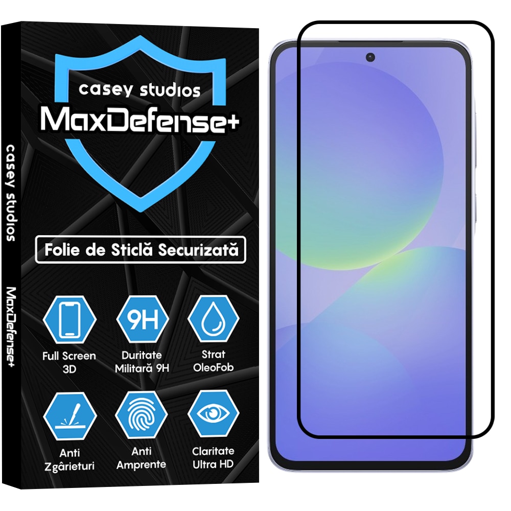Folie Sticla CASEY STUDIOS pentru Samsung Galaxy A36, Full Glue, Sticla Securizata, Duritate Militara, Ultra HD, Protectie Profesionala Ecran 3D, Anti Zgarieturi, Anti Socuri, Margini negre