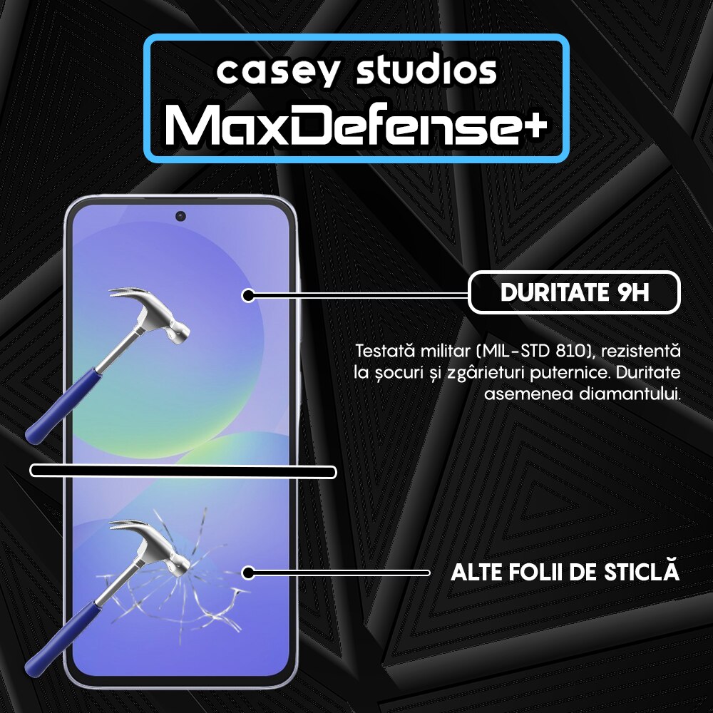 Folie Sticla CASEY STUDIOS pentru Samsung Galaxy A36, Full Glue, Sticla Securizata, Duritate Militara, Ultra HD, Protectie Profesionala Ecran 3D, Anti Zgarieturi, Anti Socuri, Margini negre