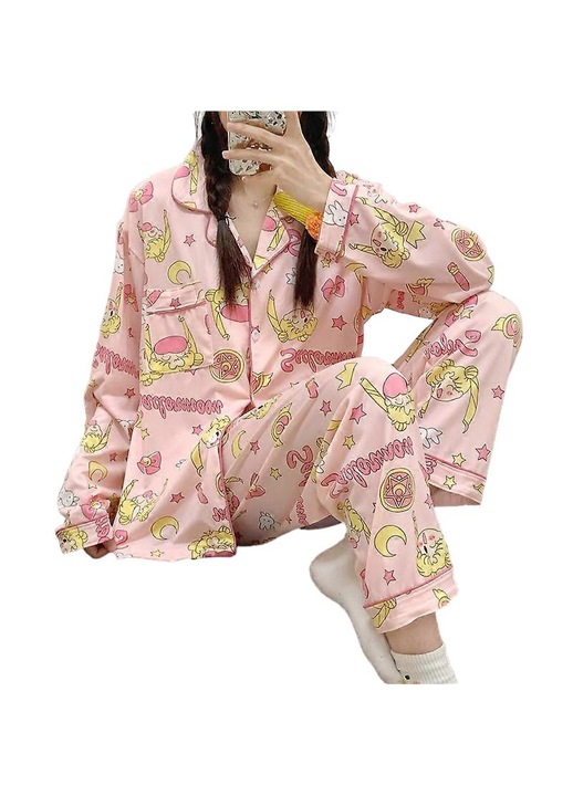 Дамска пижама, модел Sailor Moon, многоцветна, полиестер