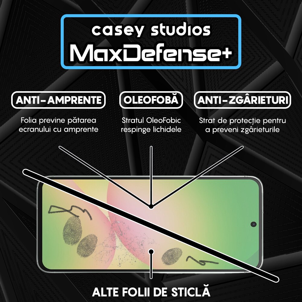 Folie Sticla CASEY STUDIOS pentru Samsung Galaxy A56, Full Glue, Sticla Securizata, Duritate Militara, Ultra HD, Protectie Profesionala Ecran 3D, Anti Zgarieturi, Anti Socuri, Margini negre