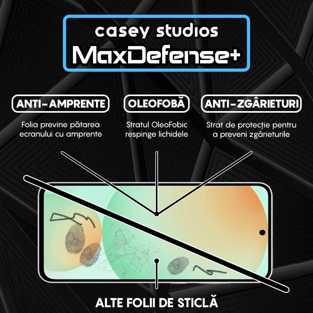 Folie Sticla CASEY STUDIOS™ compatibila cu Samsung Galaxy S24 FE, Full Cover 3D, Full Glue, Sticla Securizata, Anti Zgarieturi, Anti Socuri, Duritate Militara, Ultra HD, Protectie Profesionala Ecran 3D