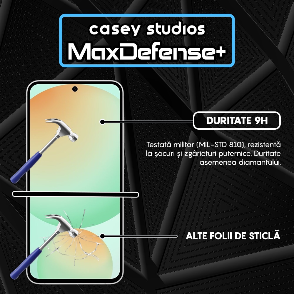 Folie Sticla CASEY STUDIOS™ compatibila cu Samsung Galaxy S24 FE, Full Cover 3D, Full Glue, Sticla Securizata, Anti Zgarieturi, Anti Socuri, Duritate Militara, Ultra HD, Protectie Profesionala Ecran 3D