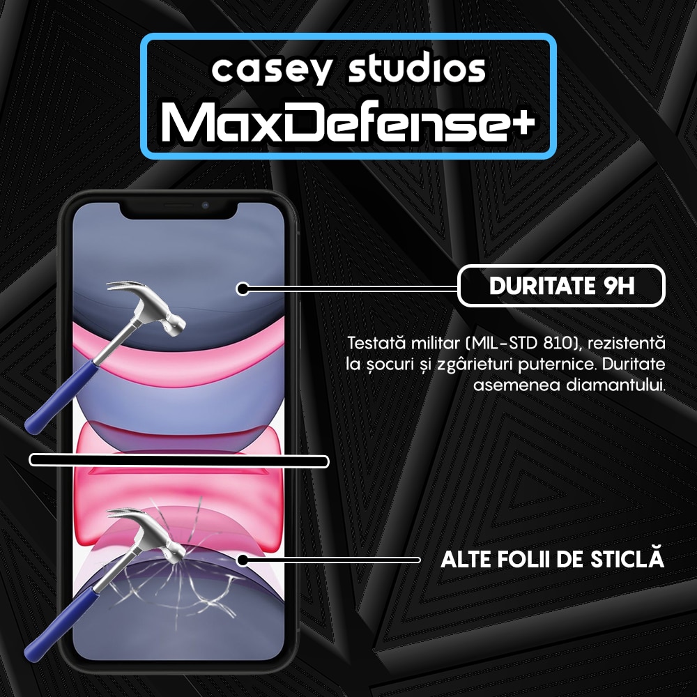 Folie Sticla Privacy CASEY STUDIOS™ compatibila cu iPhone XR / 11, MaxDefense+ Privacy, Full Cover 3D, Full Glue, Sticla Securizata, Duritate Militara, Ultra HD, Protectie Profesionala Ecran 3D, Anti Zgarieturi, Anti Socuri, Negru