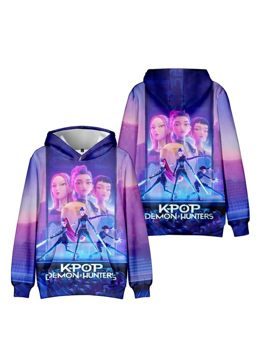 Hanorac dama K-POP Demon Hunters, casual, cu gluga, multicolor