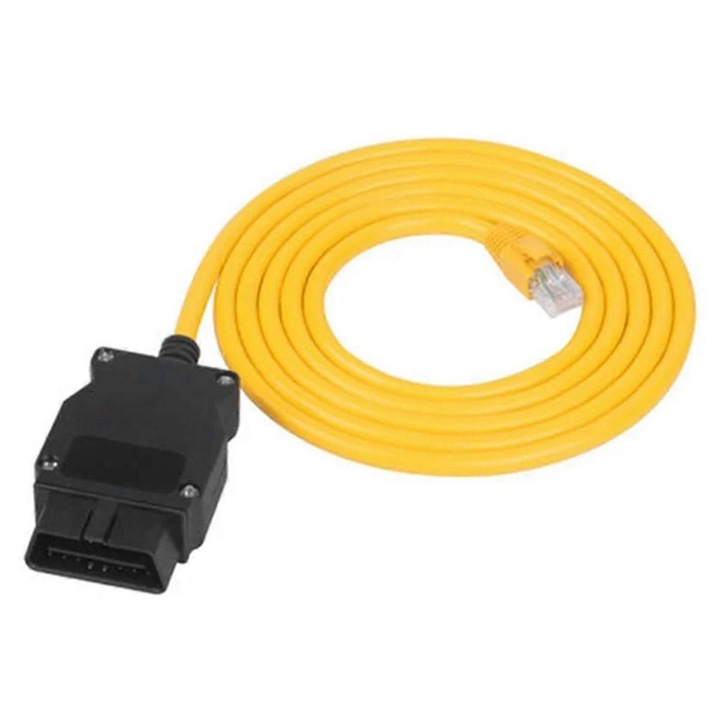 Кабел за диагностика OBD2, за програмиране на модули, скрит ENET кабел, пластмаса, жълт цвят