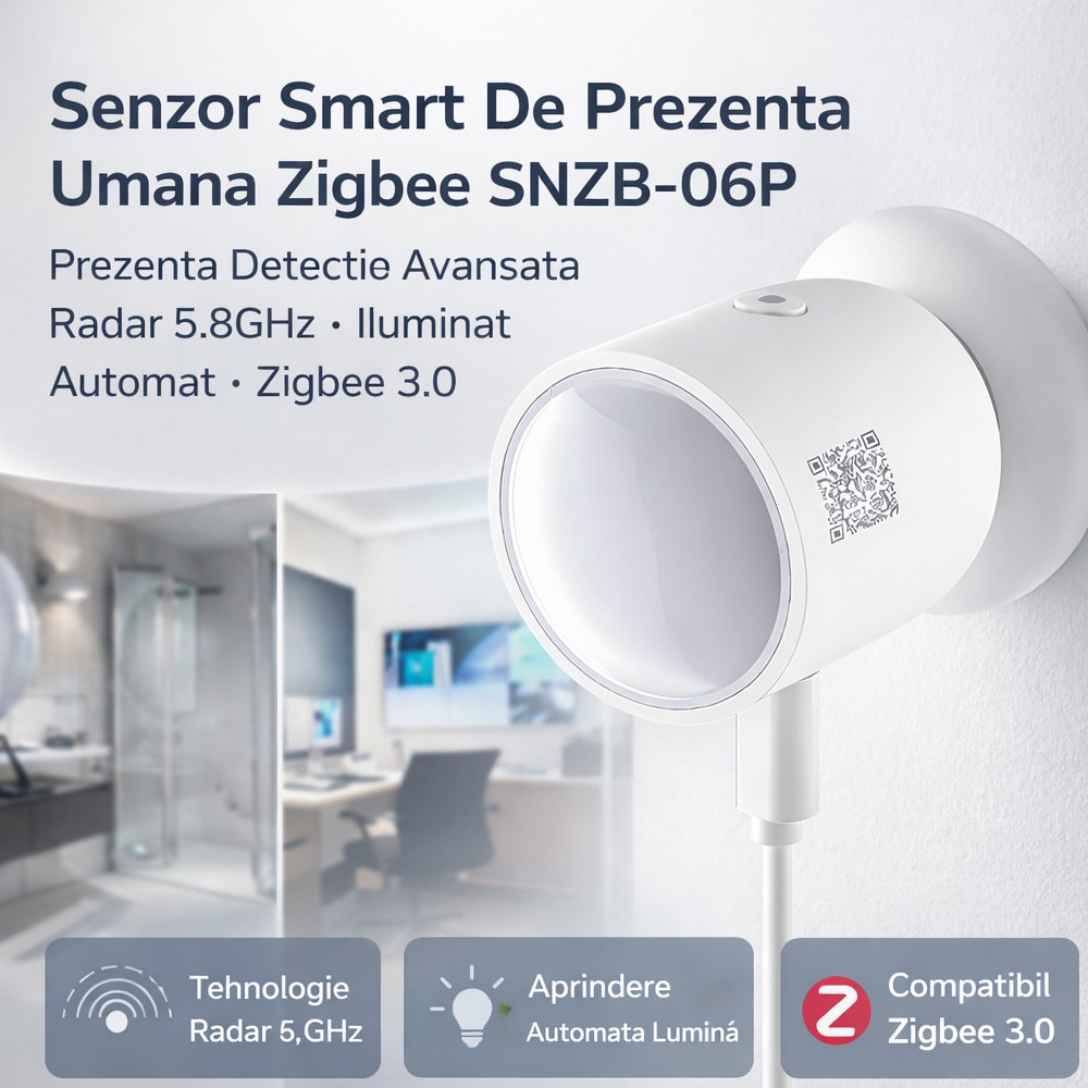 Senzor Smart De Prezenta Umana Zigbee SNZB-06P, Design Compact ...