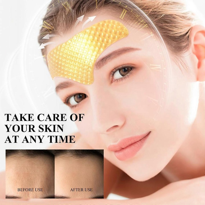 Pacheturi hidrogel pentru riduri pe frunte 24K Gold, colagen, 15 bucati, hidratare si elasticitate