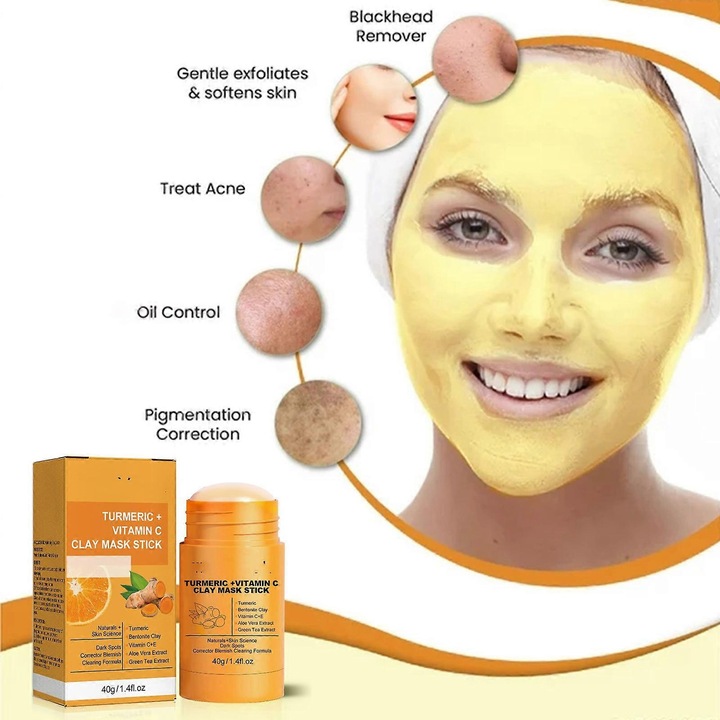 Masca de fata cu turmeric, 40g, tratament pentru acnee, curatare profunda a porilor, efect de stralucire