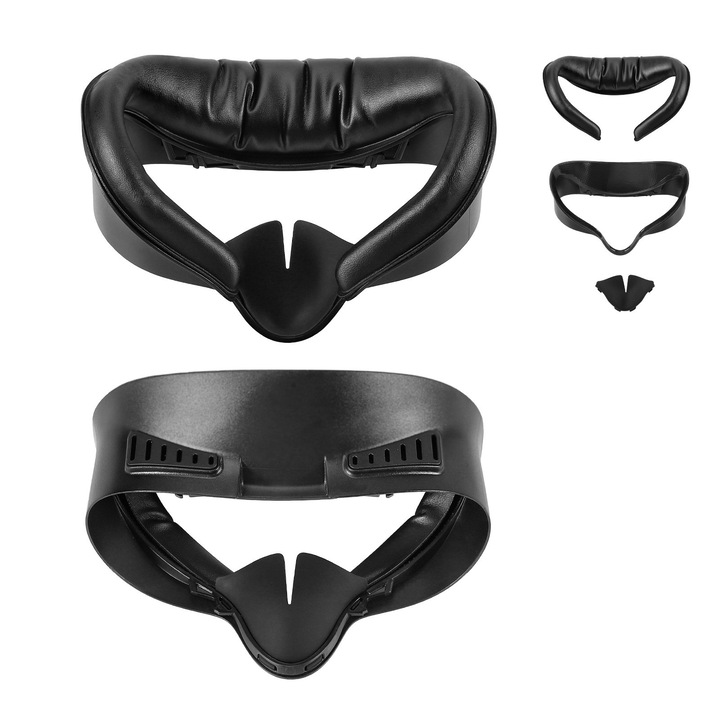 Masca VR, pentru Meta Quest 3S, Interfata Faciala, ABS, piele PU, antiderapant, respirabil, Set 5 bucati