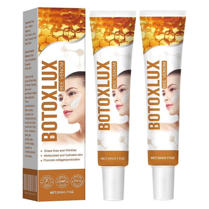 Arcápoló krém méhméreggel, ránctalanító, feszesítő, hidratáló, 2 darabos szett