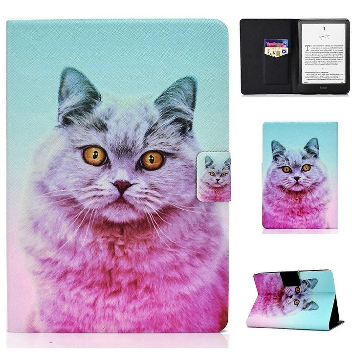 Husa pentru tableta, model cu suport, protectie duala, design unic, multicolor, compatibila cu Kindle Paperwhite (2024)