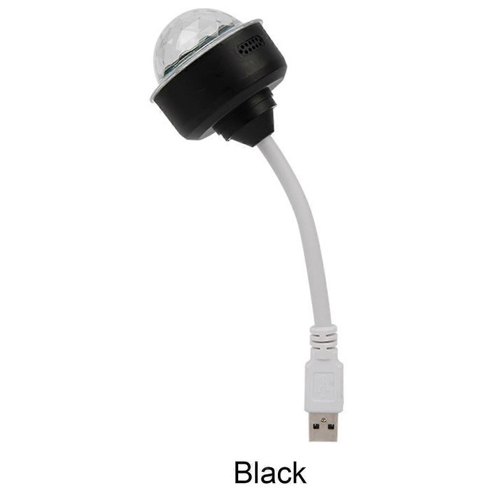 Lampa disco rotativa, 6W, negru, USB, 8x5.5cm