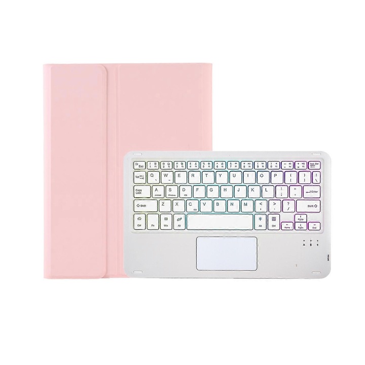 Husa tableta cu tastatura Bluetooth, Candy Color, pentru Samsung Galaxy Tab A8 10.5 (2021), roz, 25.4x18.6x2.2cm