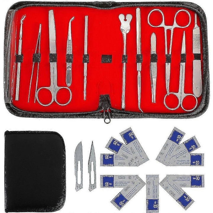 Set de disectie 22 piese, instrumente din otel inoxidabil