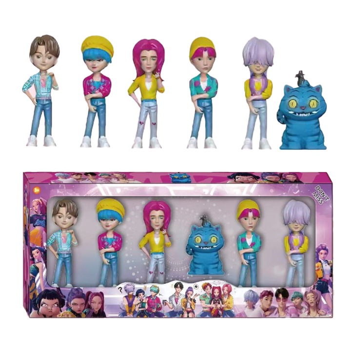 Set de 6 figurine Witch Hunter, Zimilo, jucarii de colectie pentru copii, figurine Chibi, ideale pentru decorarea dormitorului, adorabile, in stil desen animat