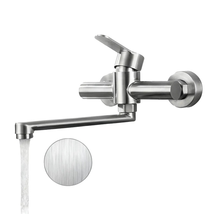 Csaptelep, 360°-ban forgatható, rozsdamentes acél, modern design, 28x19.5x12cm