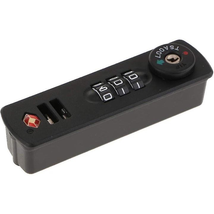 Lacat combinat TSA 007, 3 cifre, set cu placuta plastic si suruburi