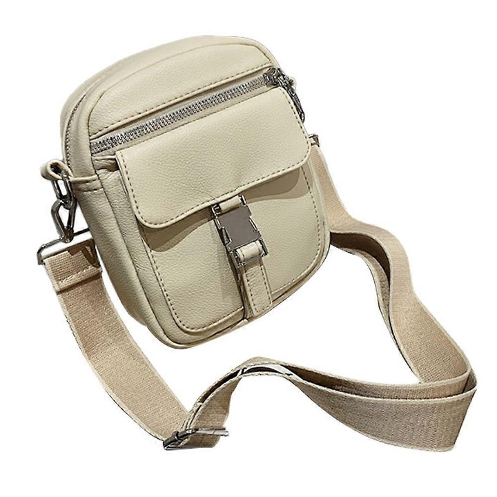 Geanta dama khaki, design simplu, capacitate mare, multi-pocket