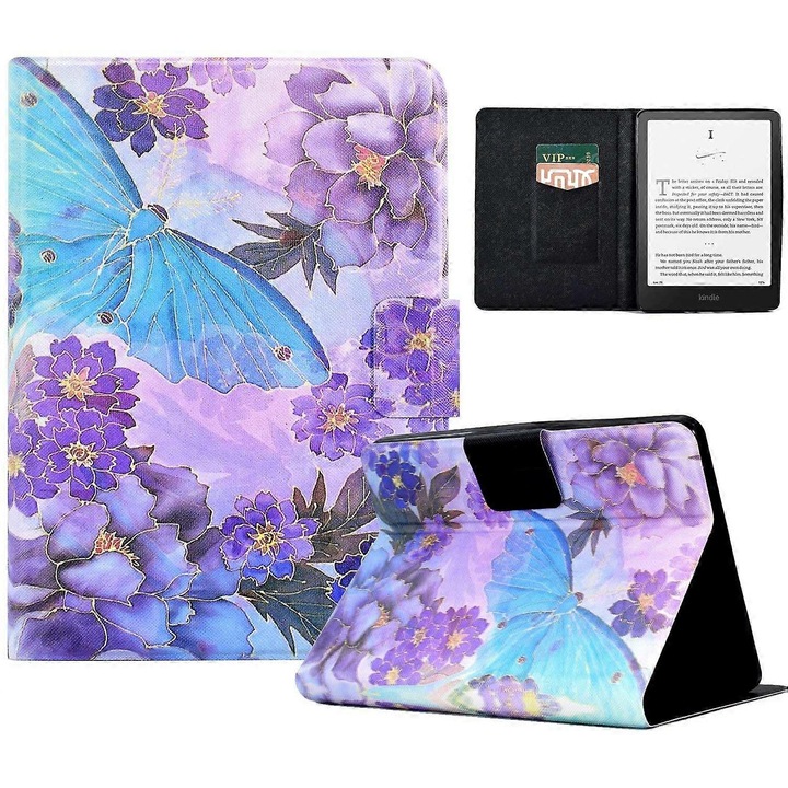 Husa pentru tableta, model cu model distinctiv, protectie duala, multicolor, pentru Kindle Paperwhite (2024)