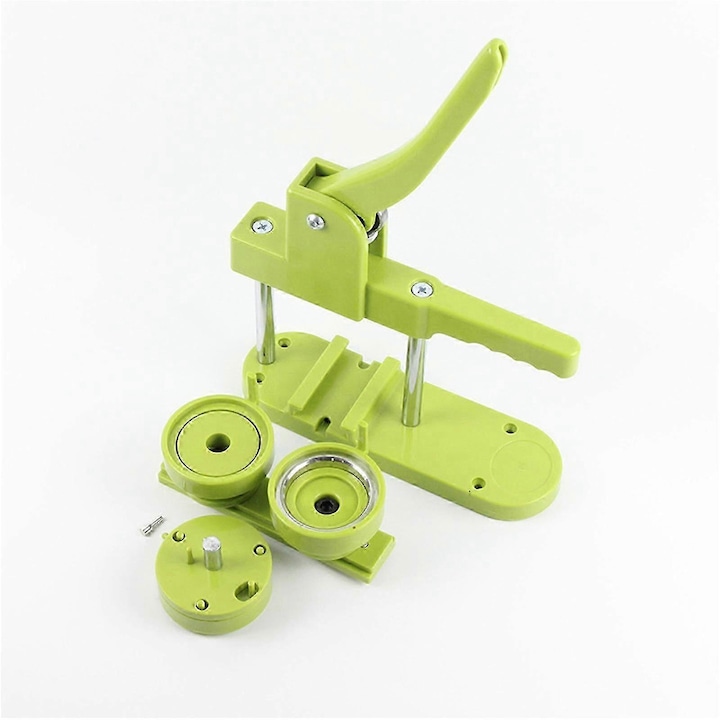 Set matrite pentru insigne 25/32/37/44 mm, din plastic si otel, pentru masina de insigne verde