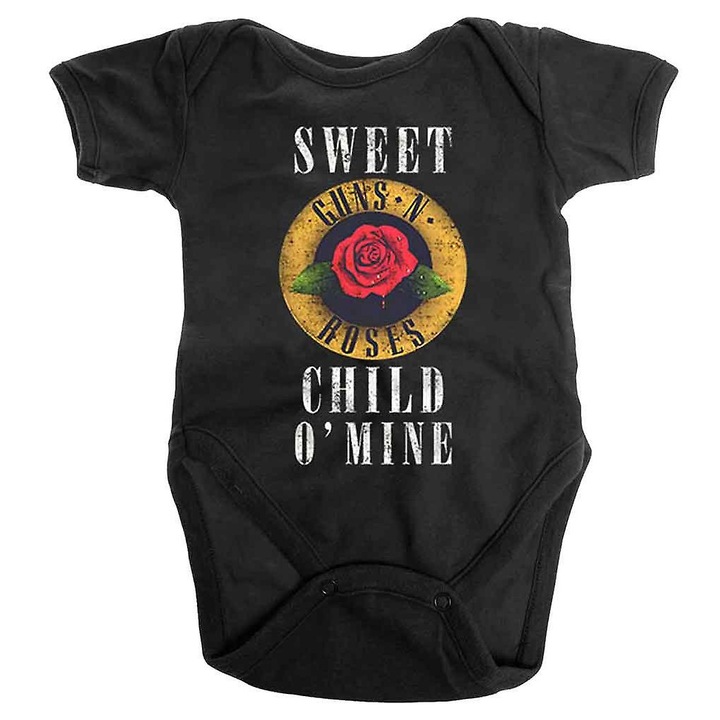 Guns N' Roses bababody, 'Child O' Mine Rose' design, fekete