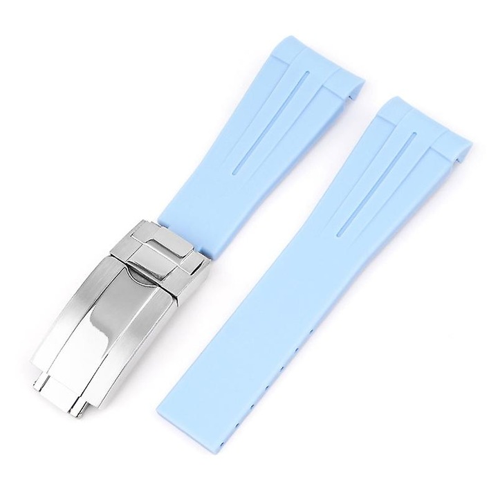 Curea TPU pentru ceasuri compatibil cu OMEGA Swatch Planet Series, 20mm, albastru deschis