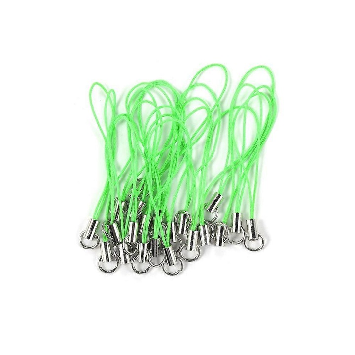 Brelocuri set 20 bucati, lanyard simplu, nylon si otel inoxidabil, verde, 9cm