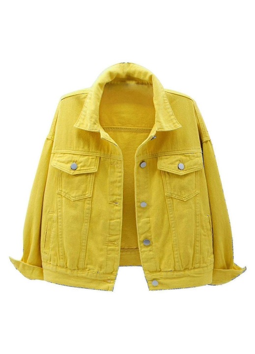 Jacheta femei, denim, maneca lunga, cald, galben, casual