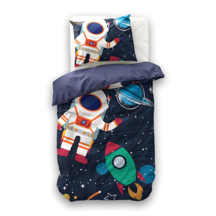 Sleeptime Little Monster Space Man 2 ágyneműhuzat garnitúra 140x200/220 cm és 1 párnahuzat, mikroszálas, antiallergén, kék színű