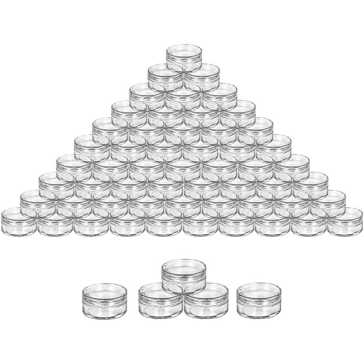 Set 50 recipiente cosmetice 5g, mini borcane transparente reutilizabile, pentru calatorie