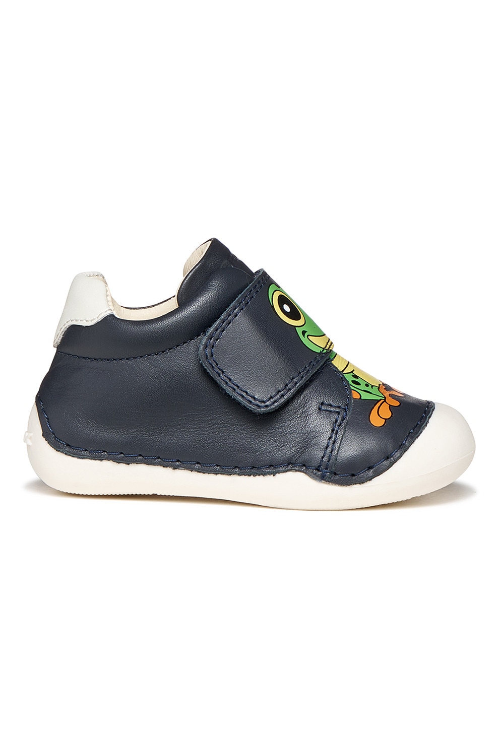 Geox, Pantofi sport Tutim de piele cu inchidere velcro, Verde, Albastru ultramarin, 21 EU