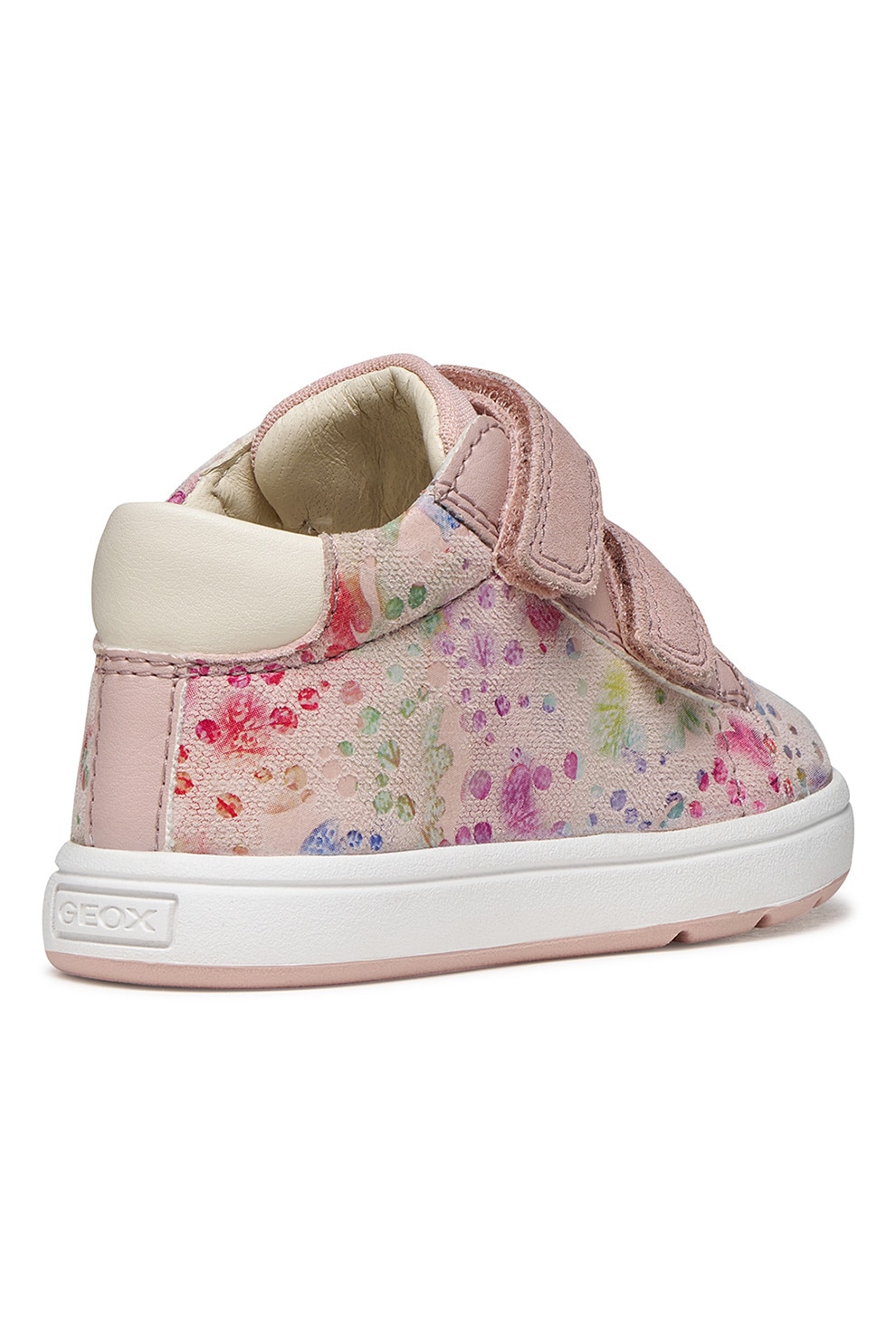 Geox, Pantofi sport Biglia cu model floral si velcro, Multicolor, 22 EU