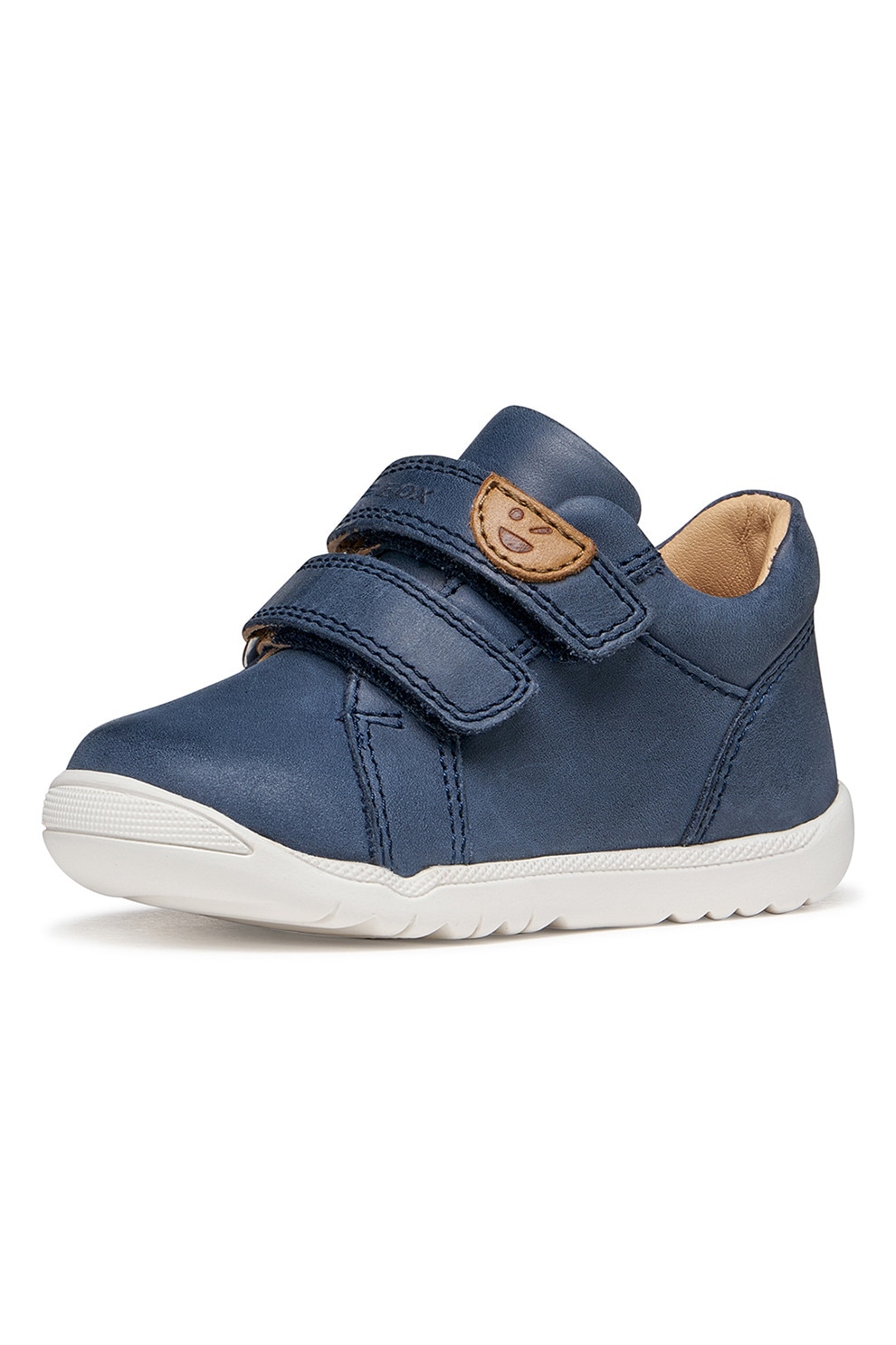 Geox, Pantofi sport Macchia din piele cu velcro, Albastru inchis, 23 EU