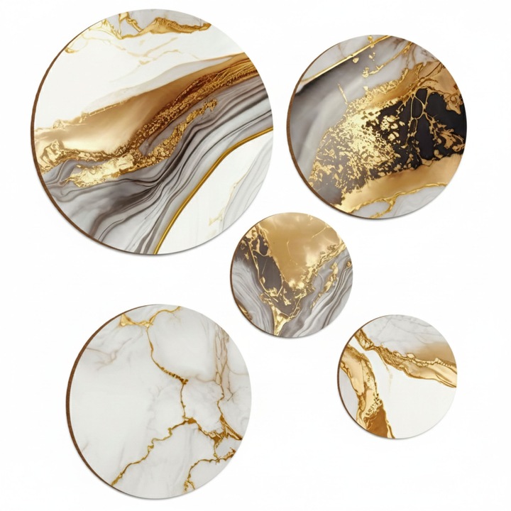 Arta murala Set auriu de tablouri pentru sufragerie sau dormitor