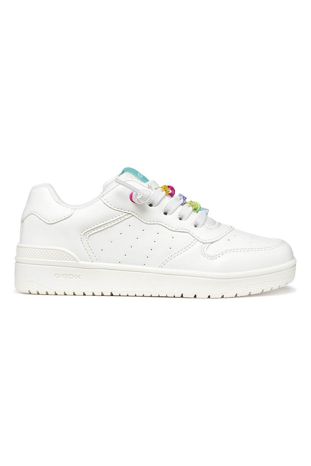 Geox, Pantofi sport Washiba cu sireturi decorative cu talismane, Alb murdar, 29 EU