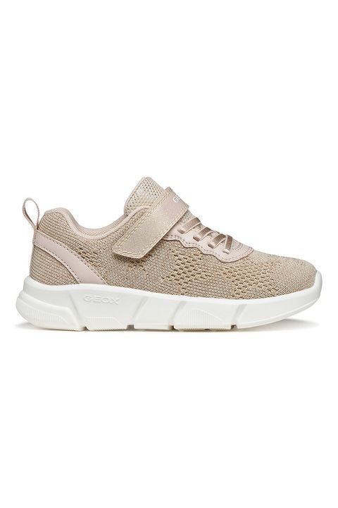 Geox, Pantofi sport low-cut cu velcro, Bej