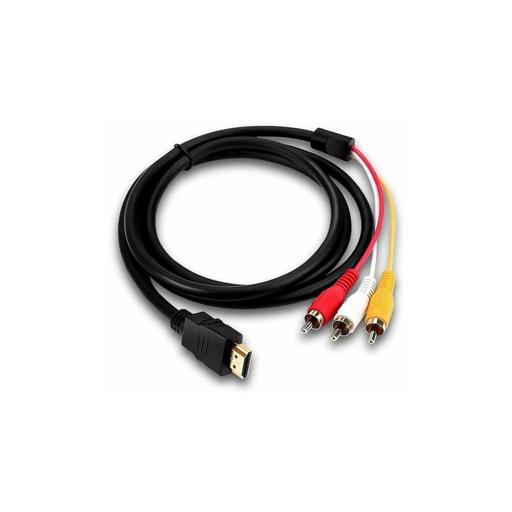 Cablu HDMI la 3RCA, 1.5m, transmisie video 1080p, conectori placati cu aur, cablu audio-video