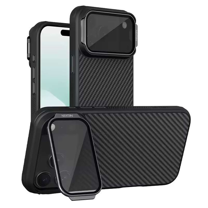 Carcasa NILLKIN pentru Apple iPhone 17 Pro Max, KEVLAR + Protectie camera foto, Compatibil MagSafe /neagra/