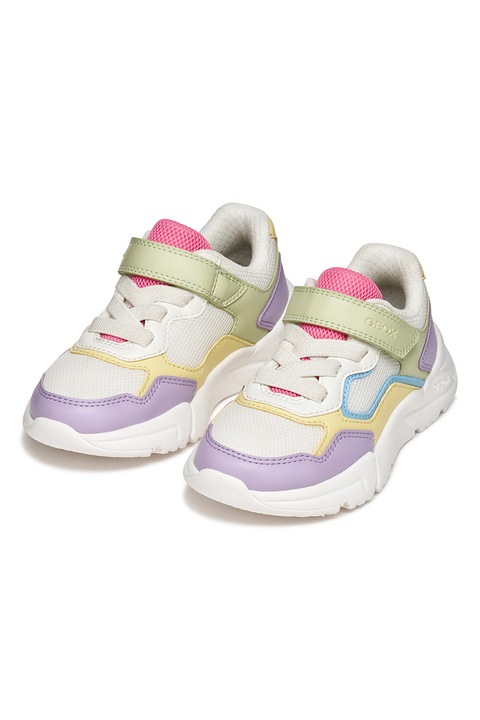Geox, Pantofi sport Loftus cu velcro si model colorblock, Multicolor
