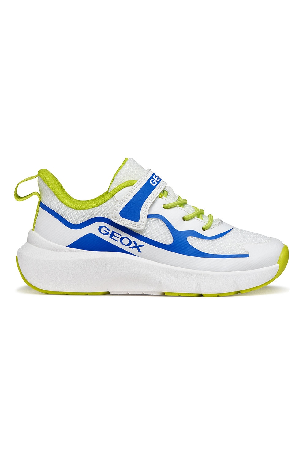 Geox, Pantofi sport Pro-Ran cu velcro, Alb, Albastru royal, 34 EU