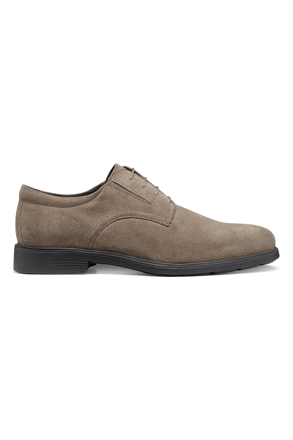 Geox, Pantofi derby din piele intoarsa cu cusaturi contrastante, Maro taupe, 42