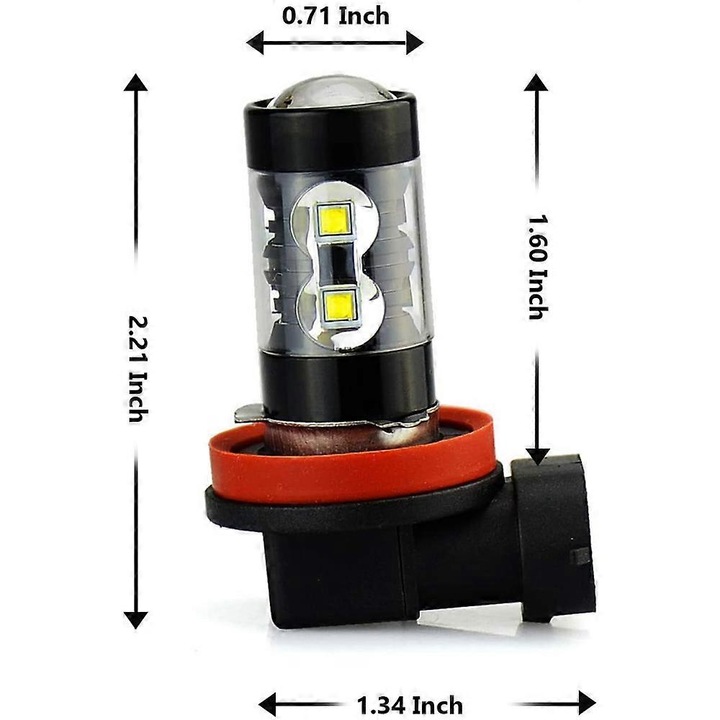 Set de becuri LED pentru ceata H8/H9/H11, 6000K, 50W, alb, DC 12-24V