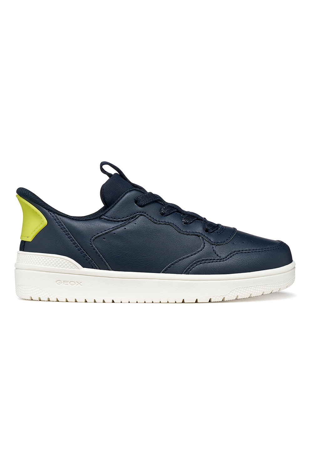 Geox, Pantofi sport slip-on din piele ecologica, Albastru ultramarin, Verde lime, 30 EU