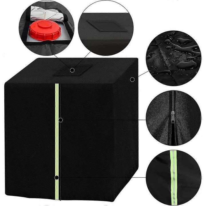 Husa protectoare pentru rezervor de apa IBC 1000L, material 420D, impermeabil, cu fermoar, dimensiuni 116x100x120cm