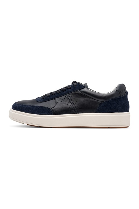 Tamaris, Pantofi sport low-cut de piele cu perforatii, Albastru ultramarin