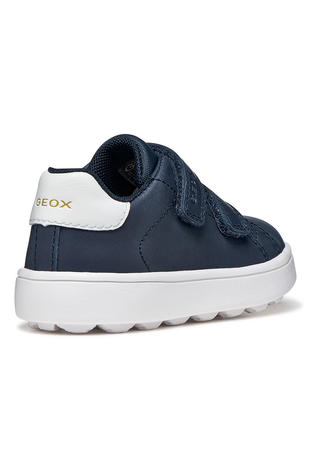 Geox, Pantofi sport Minicub de piele si material textil, Bleumarin, 27 EU