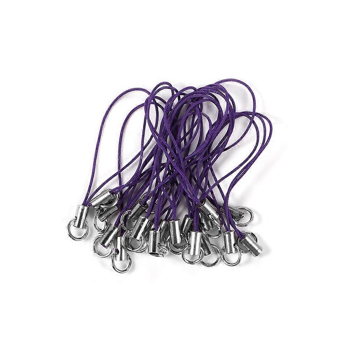 Kulcstartó szett 20 darabos, egyszerű zsinór, nejlon, rozsdamentes acél, lila, 9cm